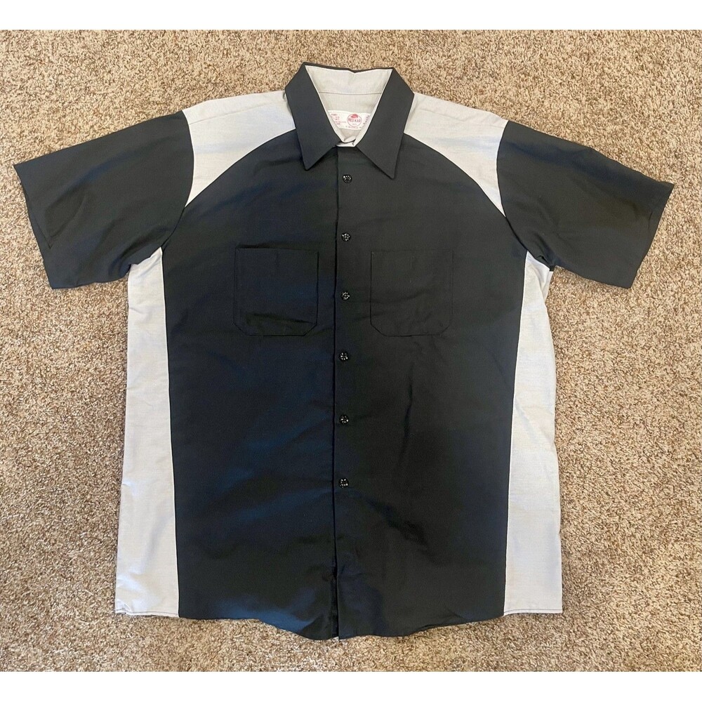 Red Kap Mens XL Short Sleeve Mechanic Shirt Black Grey Smart Cycle Shopper 1037